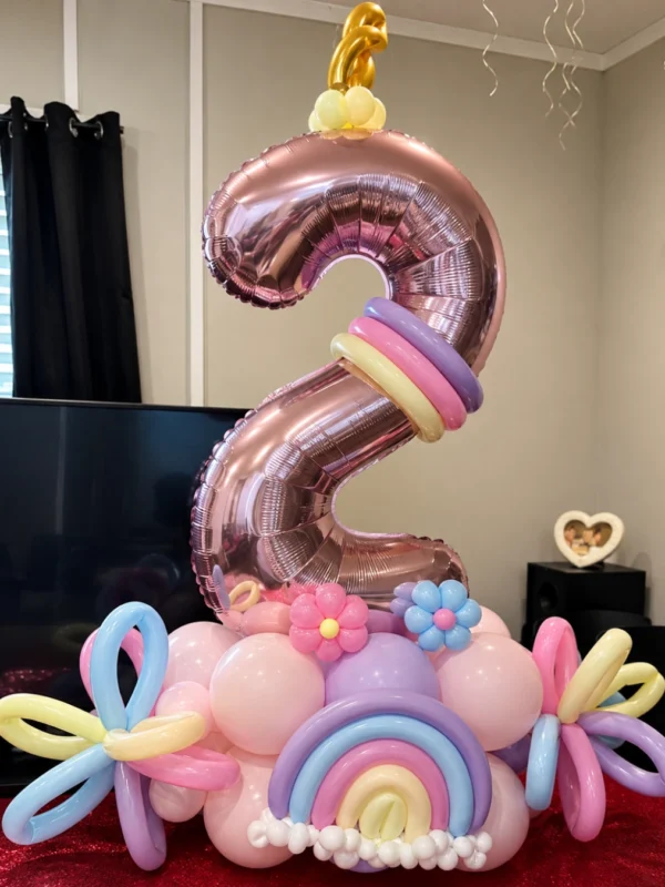 Balloon Bouquet One Number Rainbow